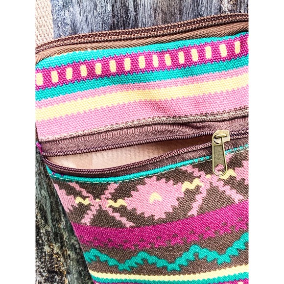 Mini Canvas Crossbody Bag w/ Boho / Tribal Pattern - Super Cute and Practical! - Picture 3 of 7